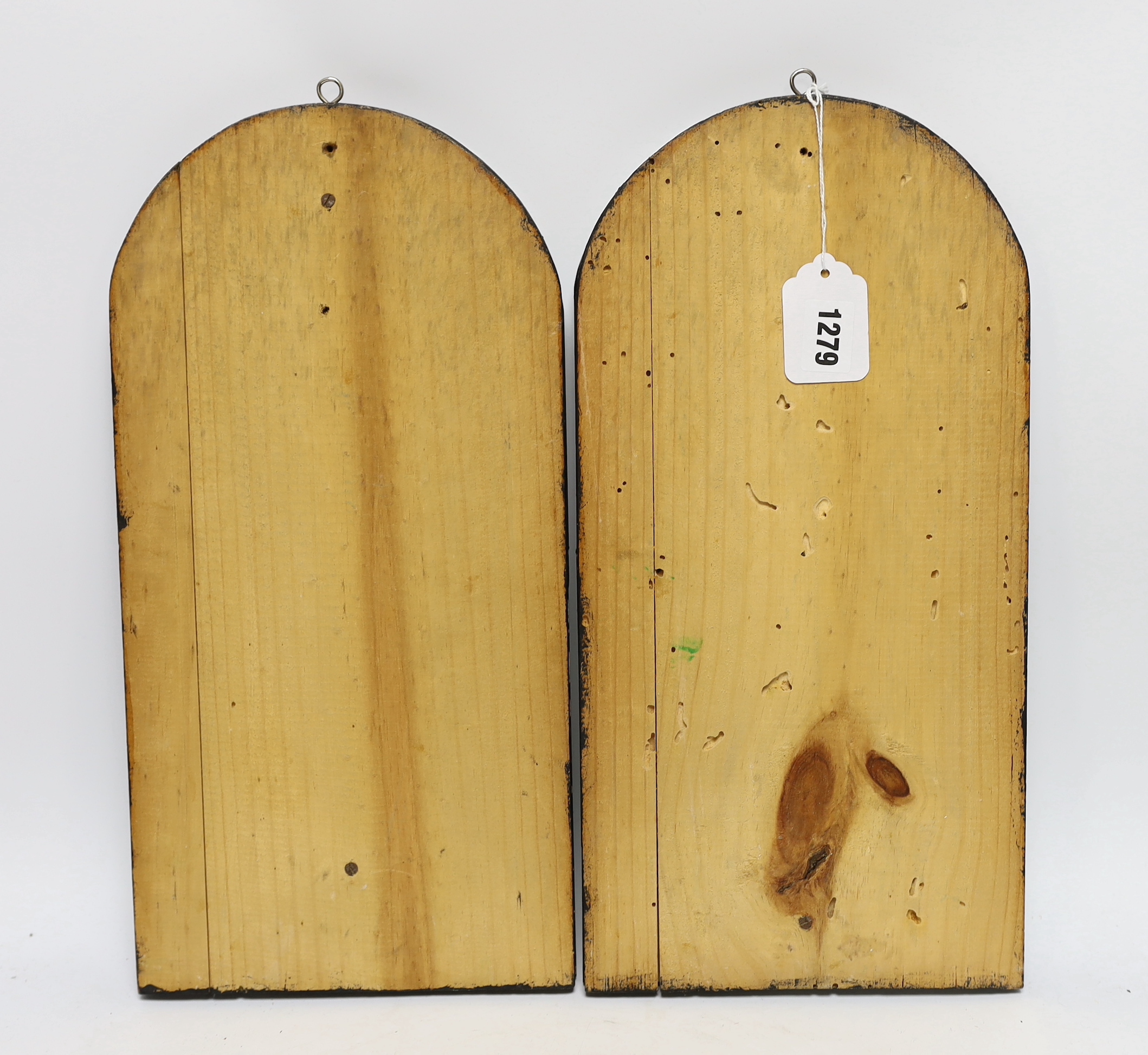 Two Spanish ‘Ten Commandment’ panels, 41x20cm